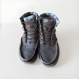 Hey Dude Bradley Cognac Leather Waterproof Casual Boots Mens Size 8 Brown *READ*